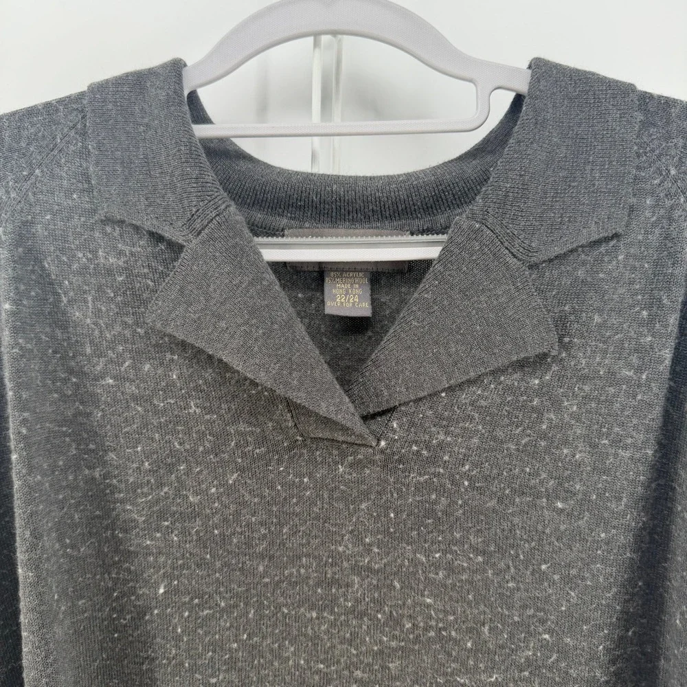 Lane Bryant Sweater Womens‎ 22/24 Gray Wool Blend Collared V-Neck Comfy Layering